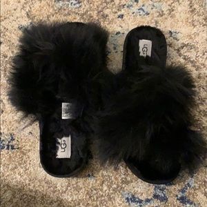 UGG Fuzzalicious Black Slippers